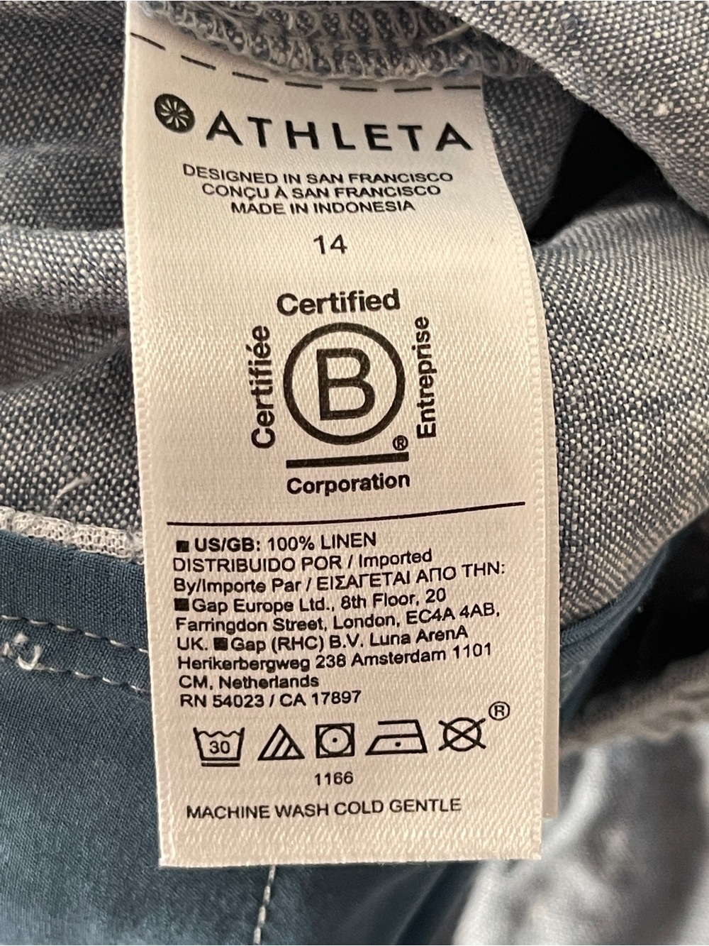 Athleta Retreat Linen Wide Leg Pants Chambray Blue 14 - Picture 9 of 9